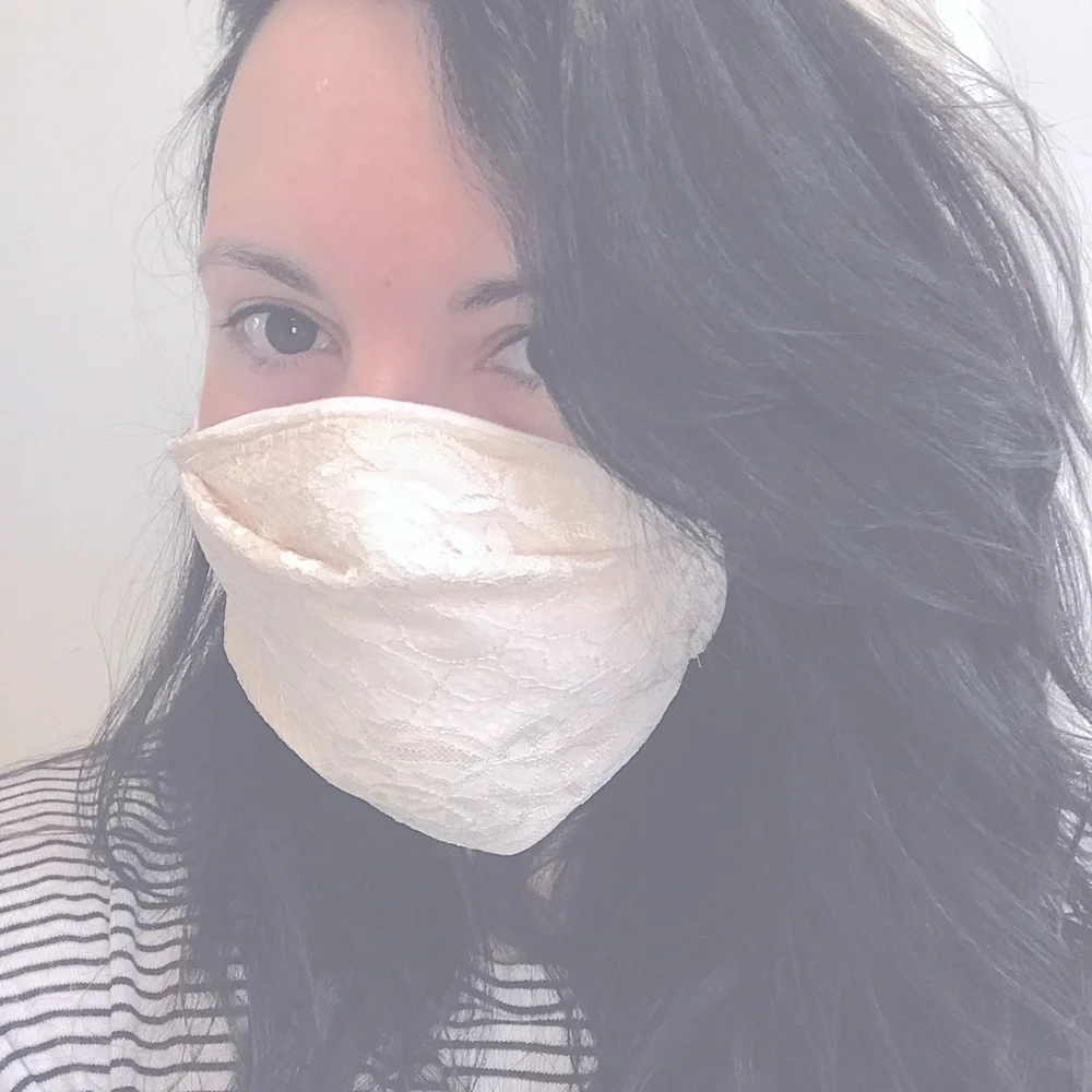 New Pretty Pale Pink Lacey Cotton Layered Face Mask >Handmade with LOVE